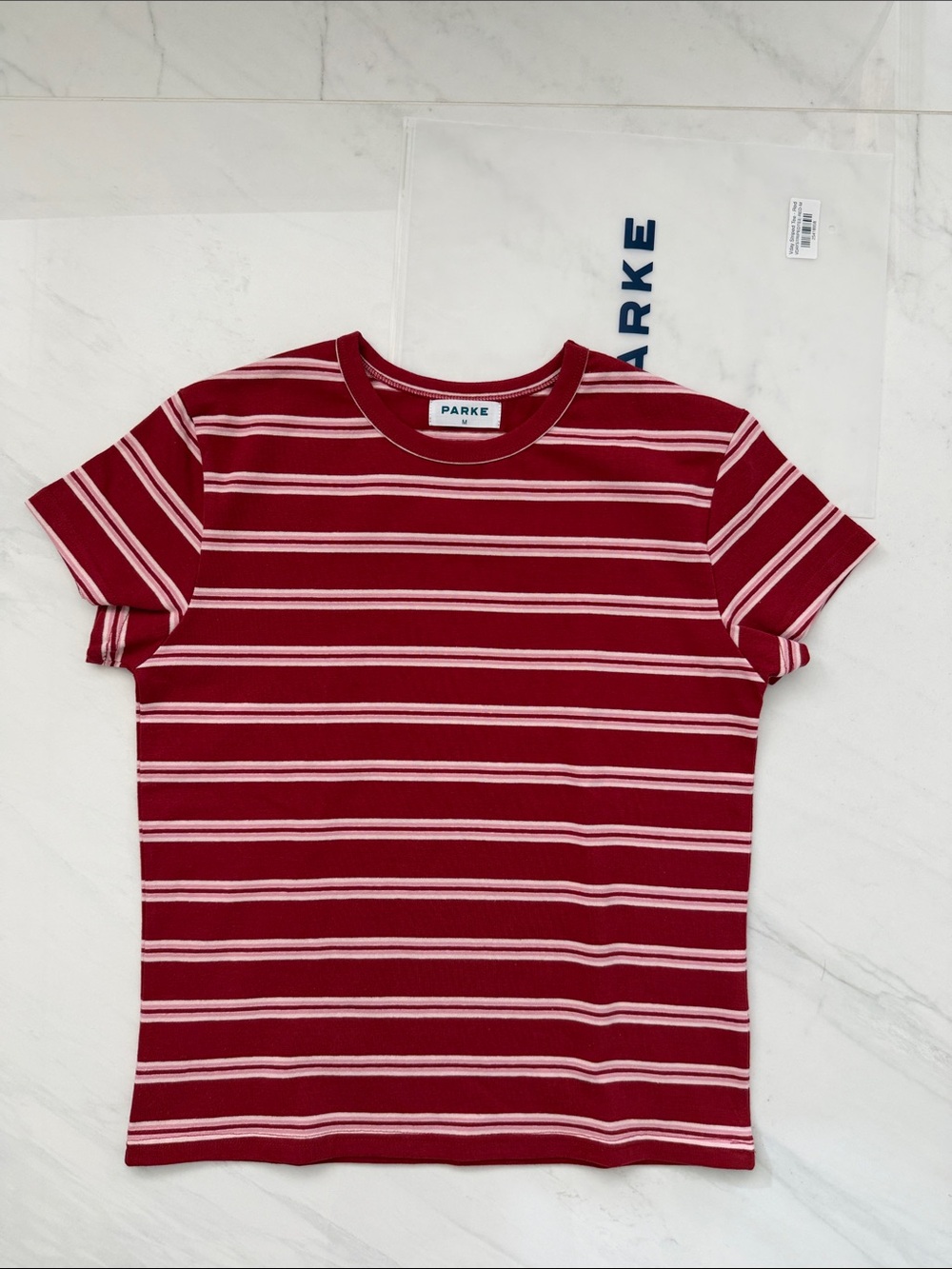 NEW PARKE Valentines Stripe Tee Size Medium